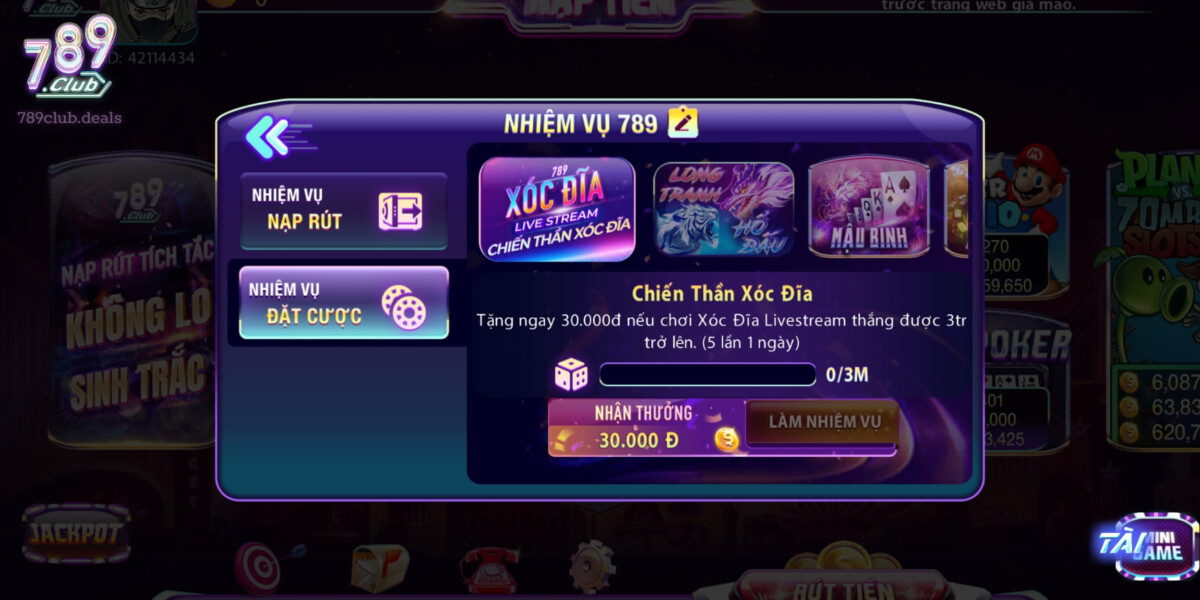 Khuyến Mãi Khi Hoàn Thành Nhiệm Vụ trong 789Club