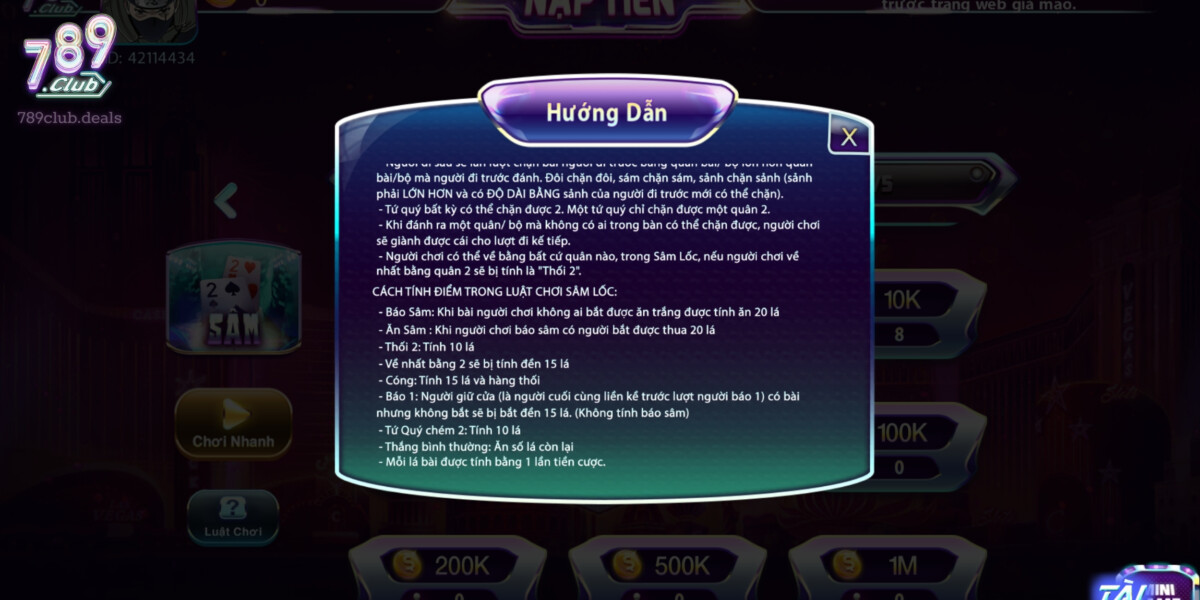 Luật Tính Tiền Trong Sâm Tại 789 Club