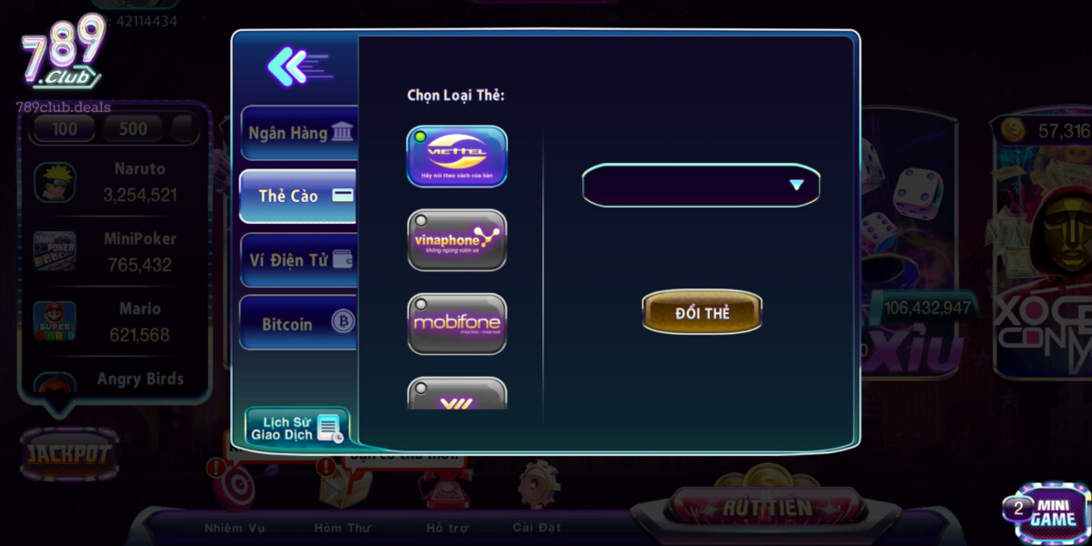Rút Tiền 789 Club Qua Thẻ Cào